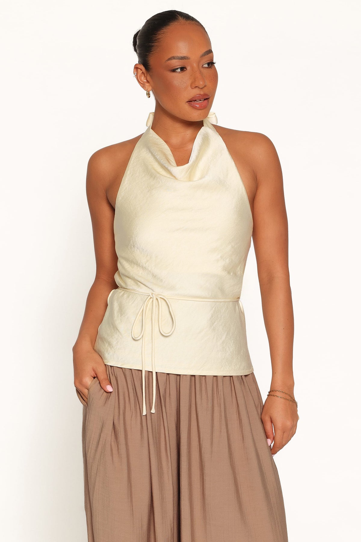 Brenn Halterneck Top in Butter Yellow – view 2 of 8