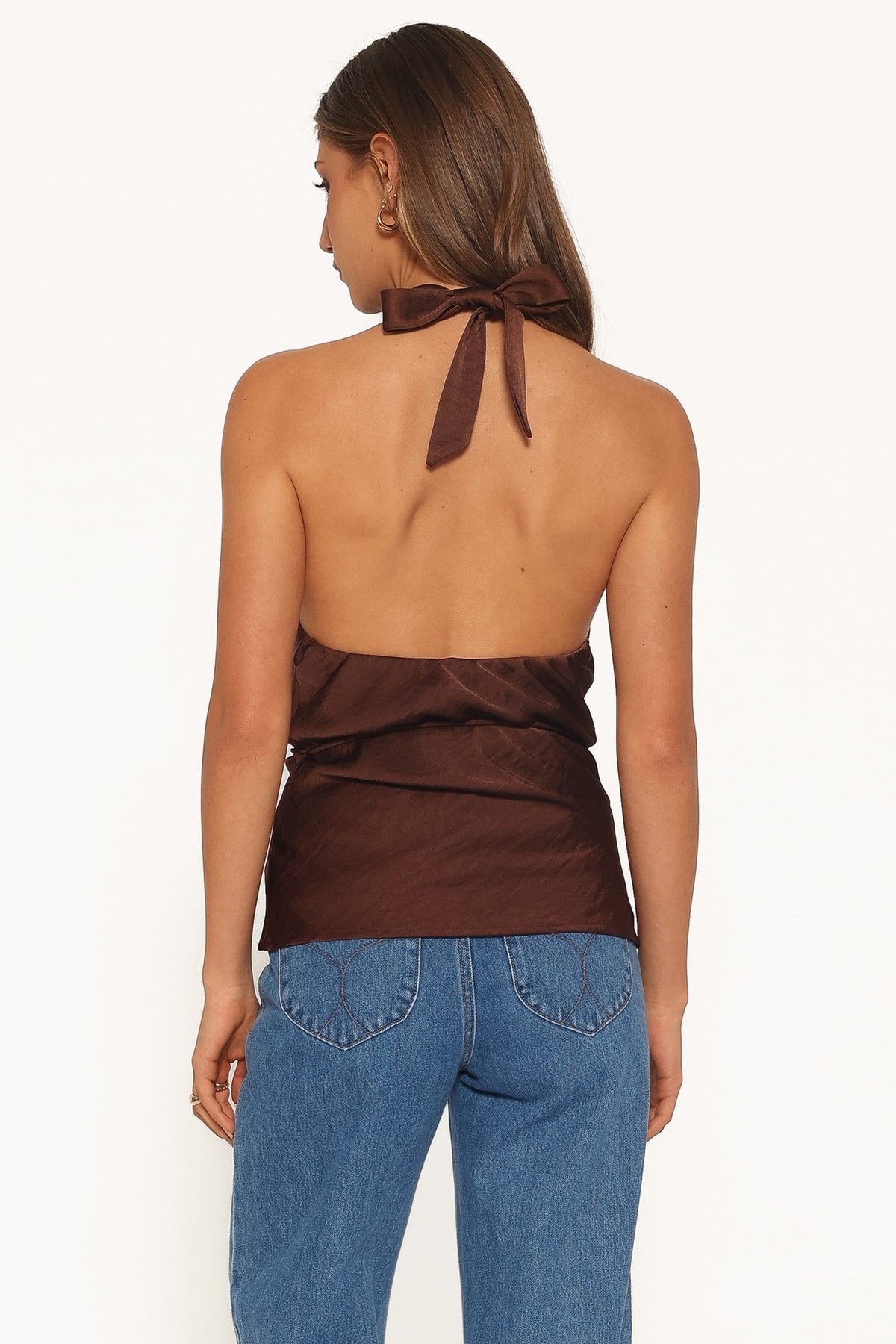 Brenn Halterneck Top in Chocolate Brown – view 4 of 6
