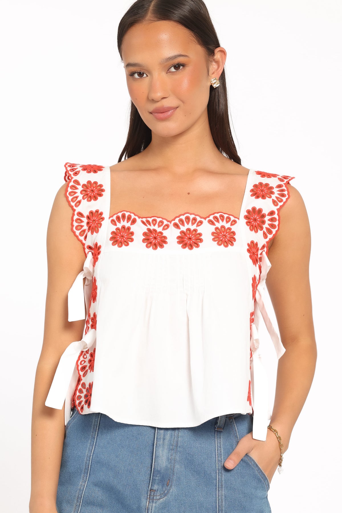 Brydee Tie Top in Red – view 4 of 5