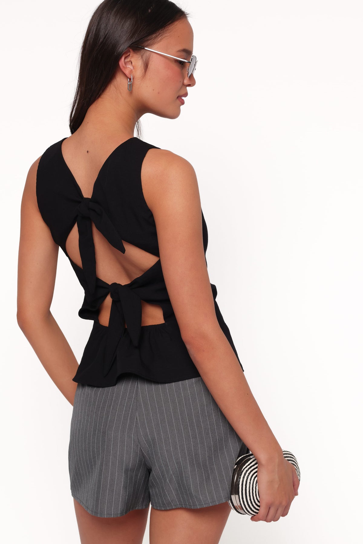 Brynn Tie Back Top in Black – view 1 of 7