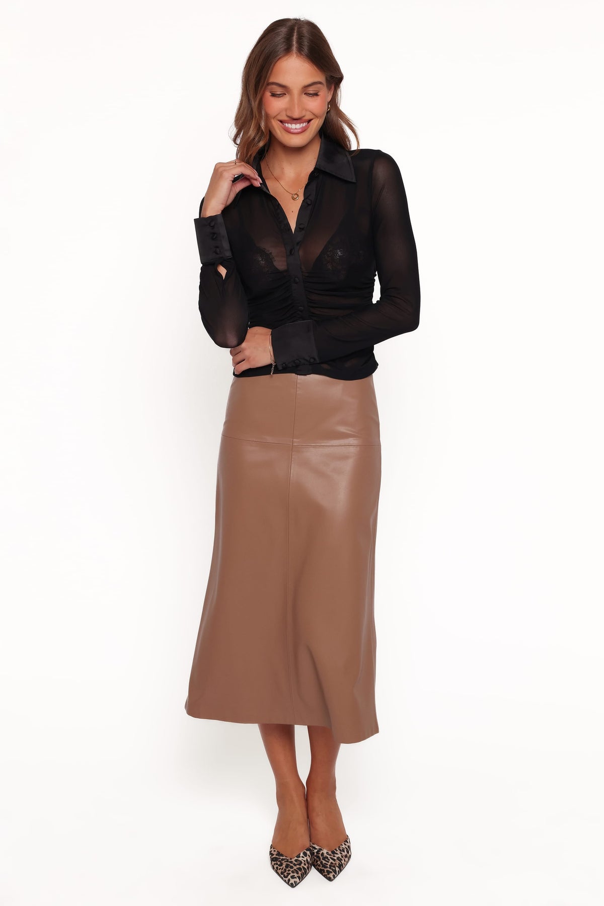 Carolyn Mesh Ruched Top in Black – view 5 of 6