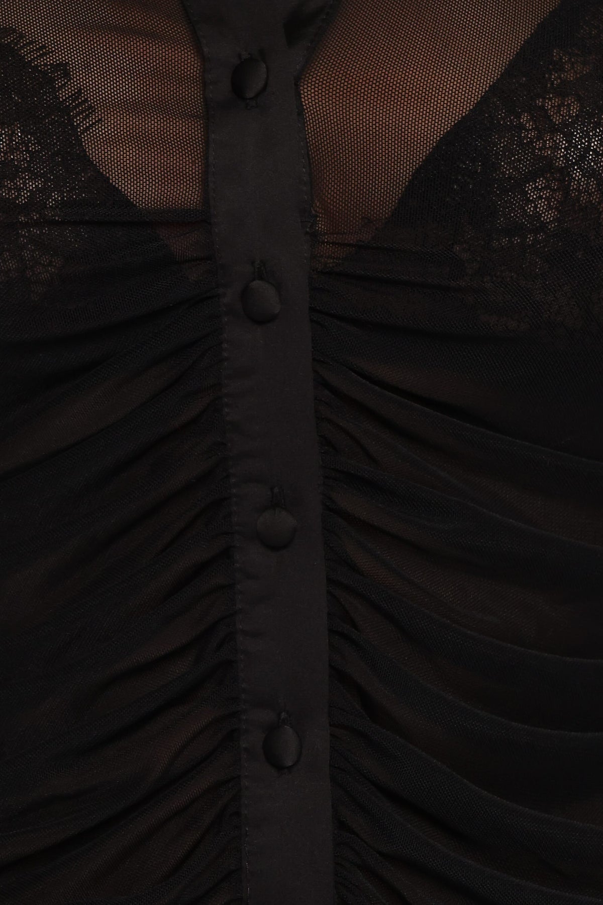 Carolyn Mesh Ruched Top in Black – view 6 of 6