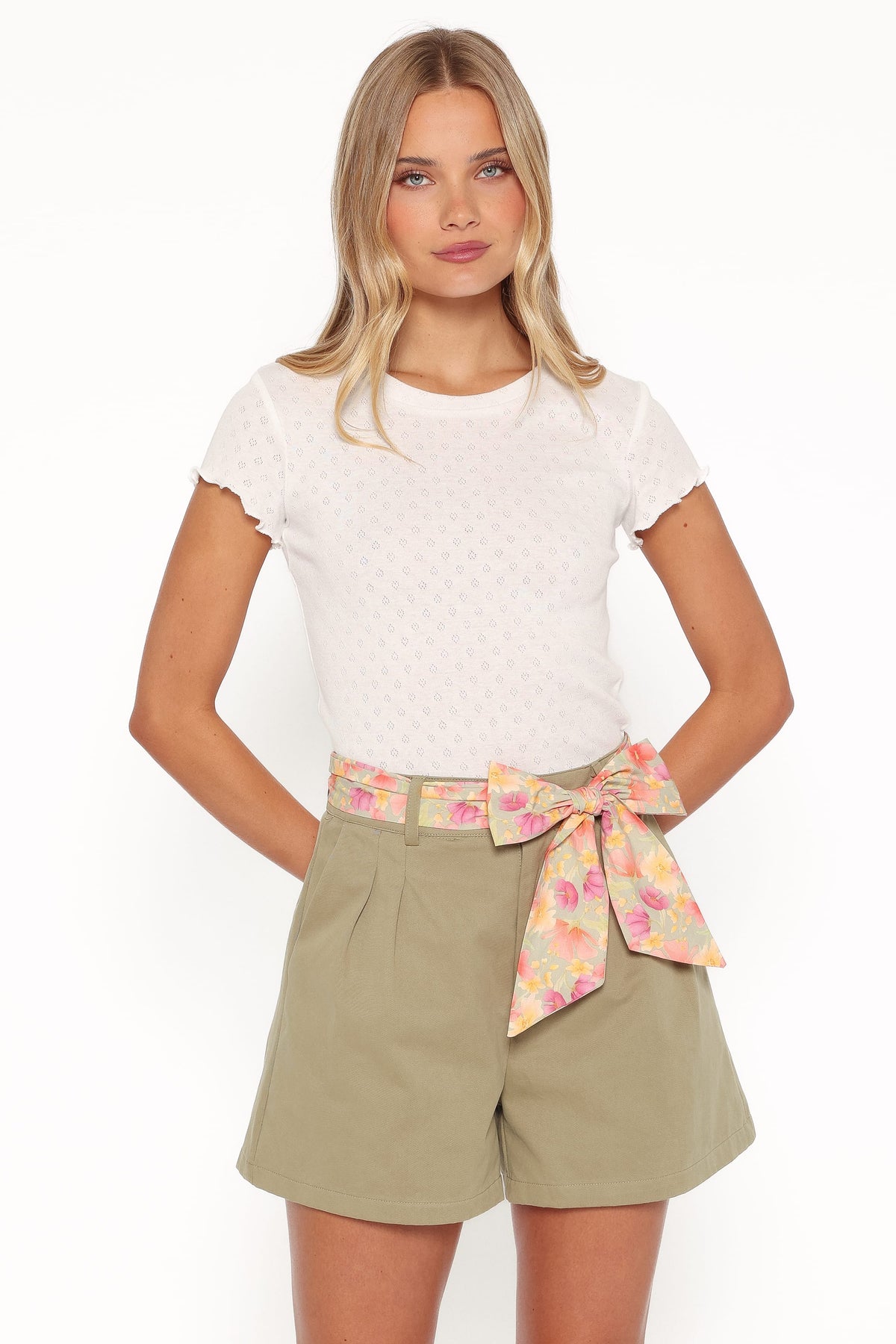 Darla Pointelle Baby Tee in White – view 2 of 8