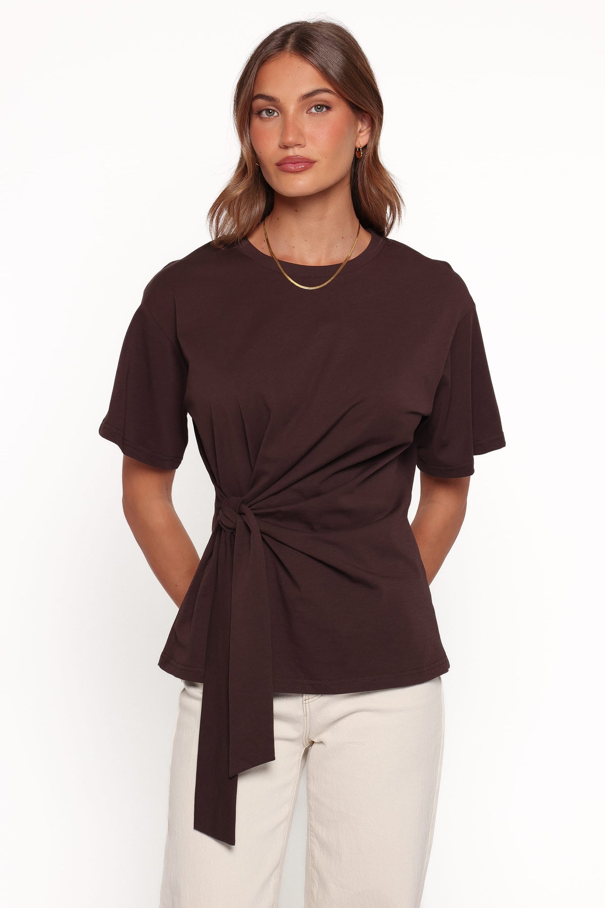 Devina Knot Tee in Brown – view 1 of 6