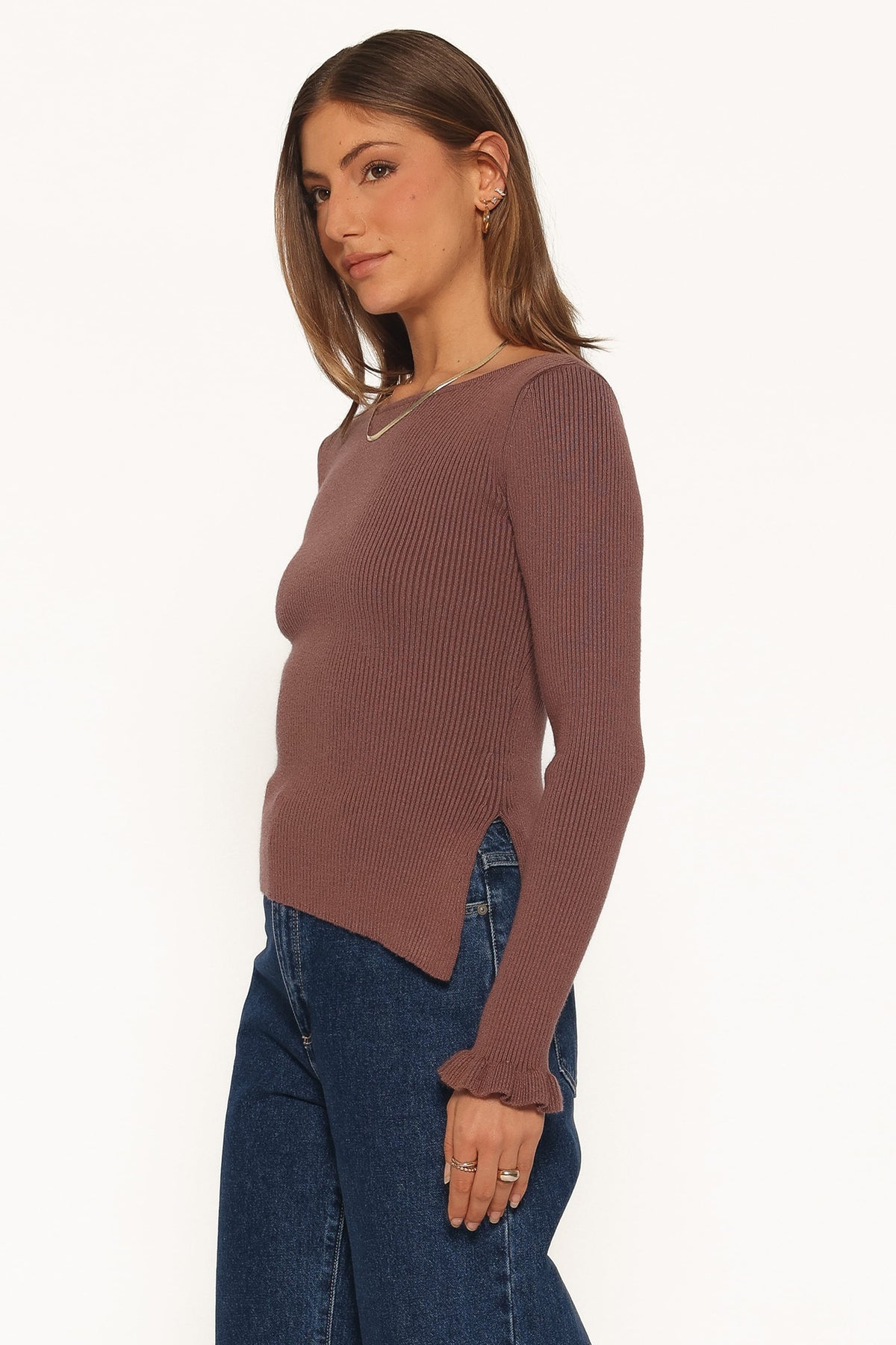 Fiana Knitted Top in Brown – view 3 of 6