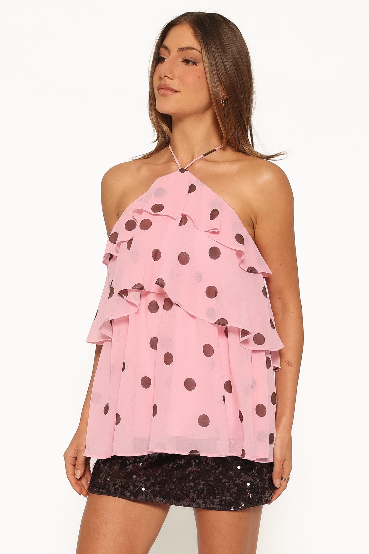 Helena Halterneck Top in Pink Polka Dot – view 4 of 7