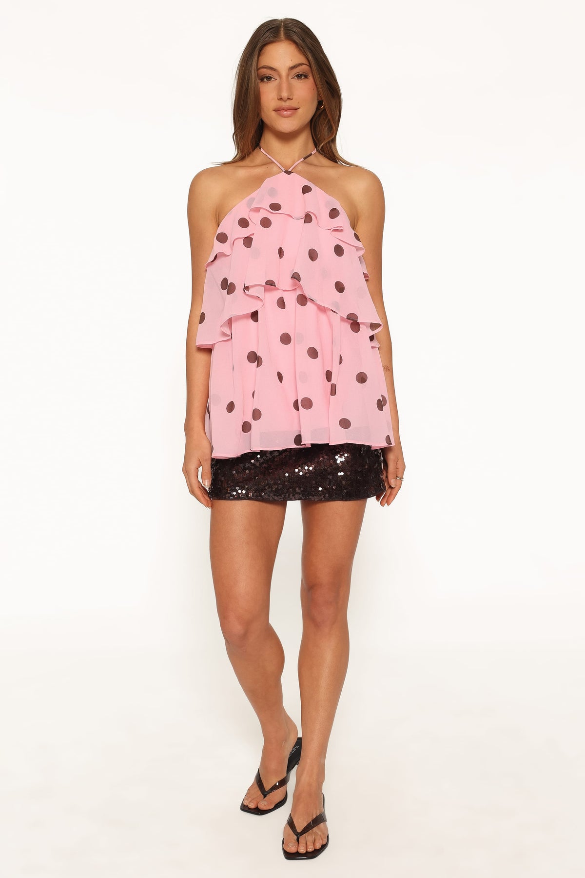 Helena Halterneck Top in Pink Polka Dot – view 3 of 7