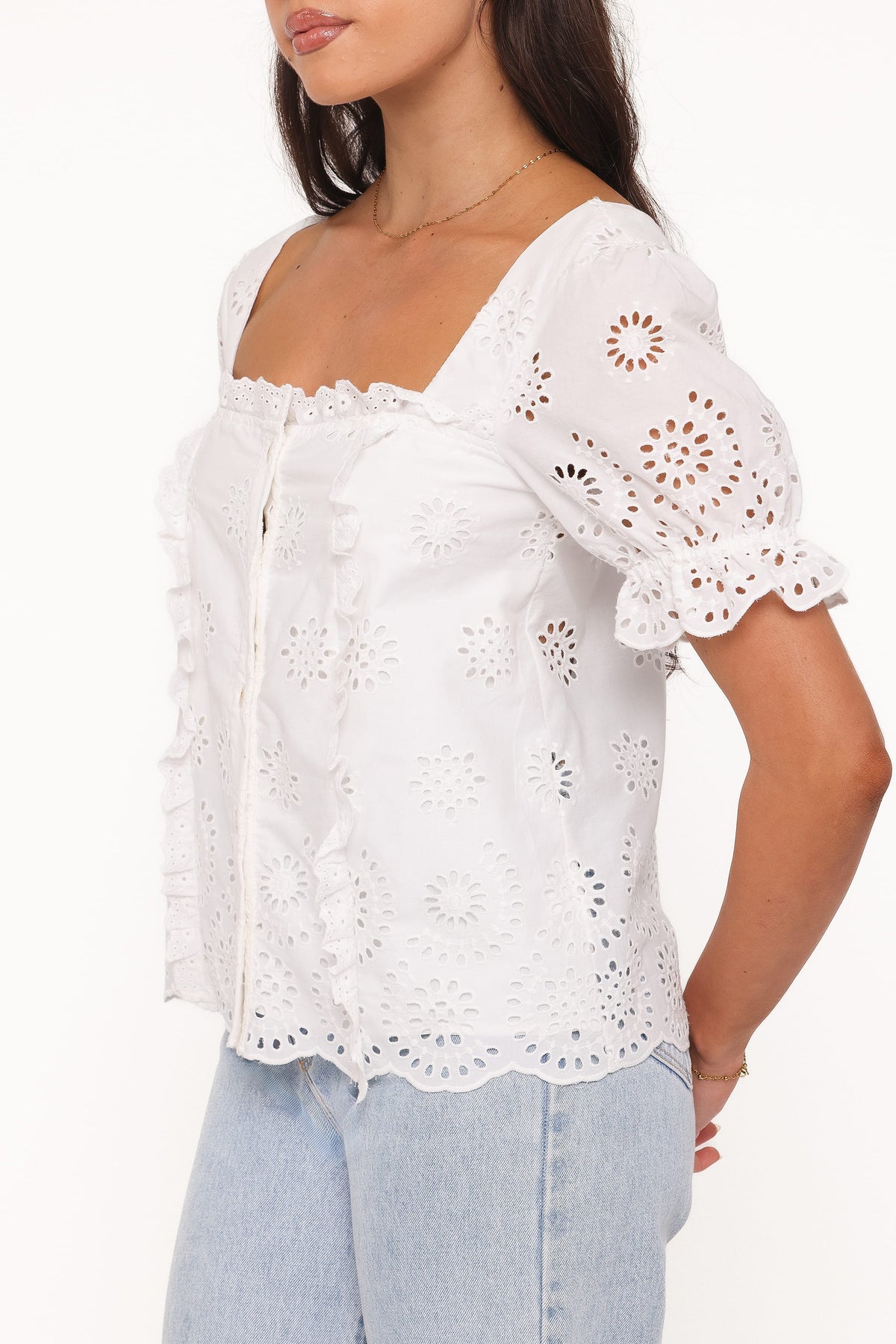 Kairi Eyelet Top in White Broderie – view 2 of 7
