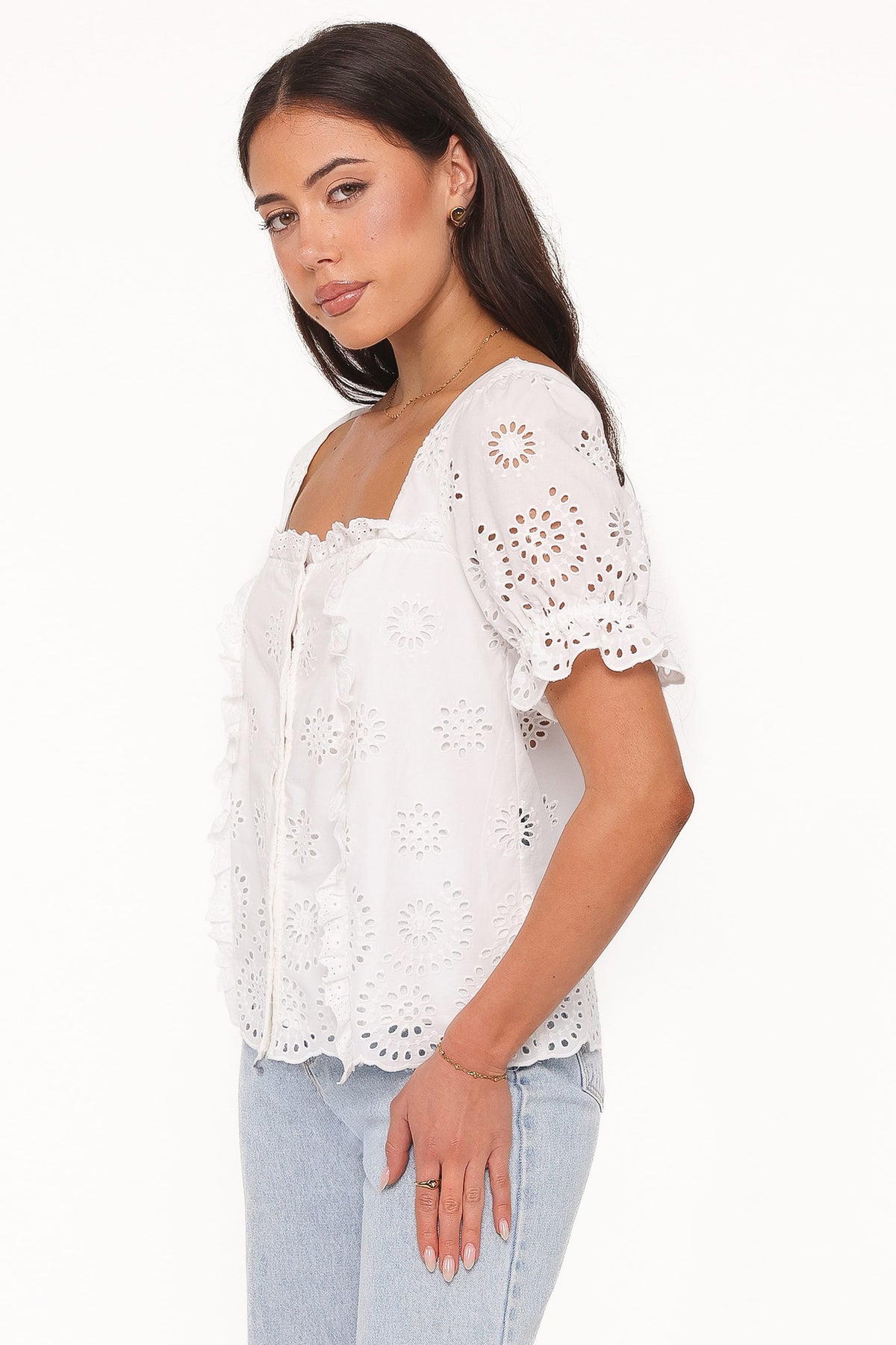 Kairi Eyelet Top in White Broderie – view 3 of 7