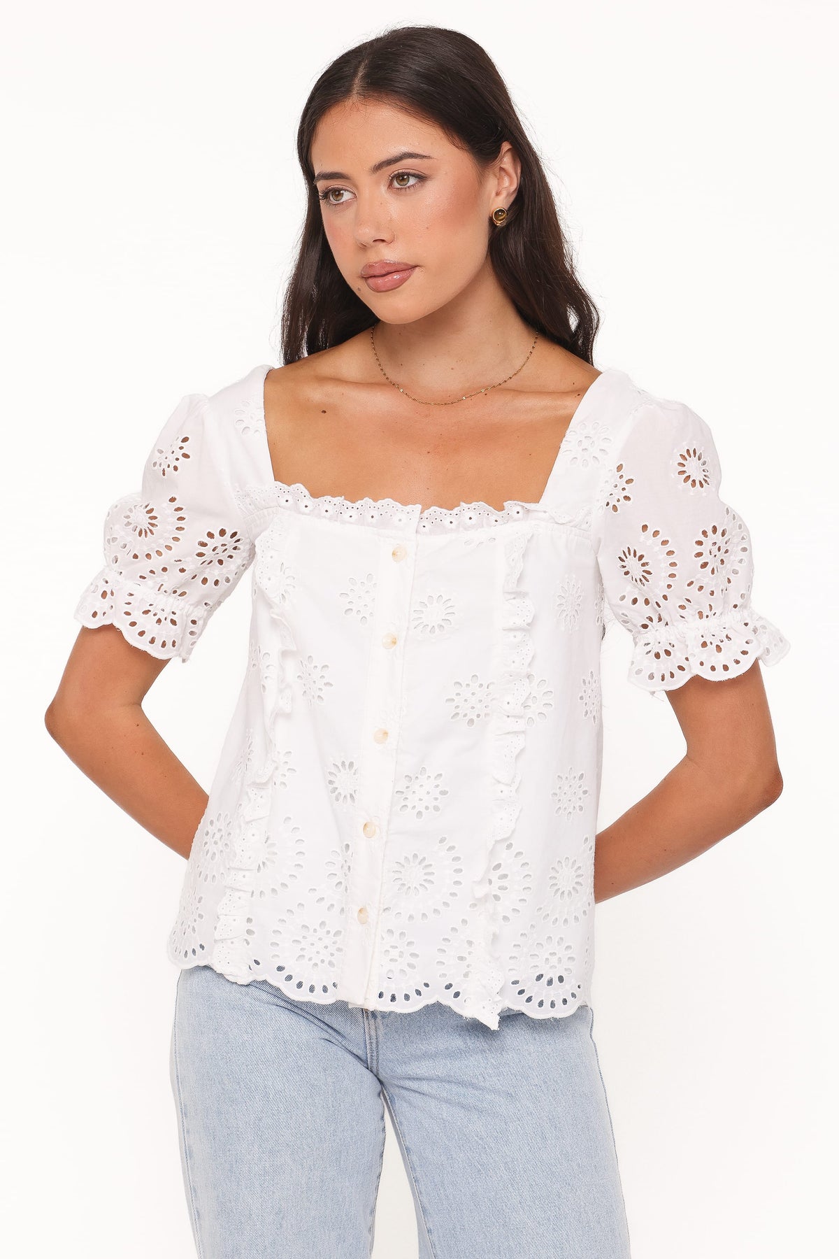 Kairi Eyelet Top in White Broderie – view 5 of 7