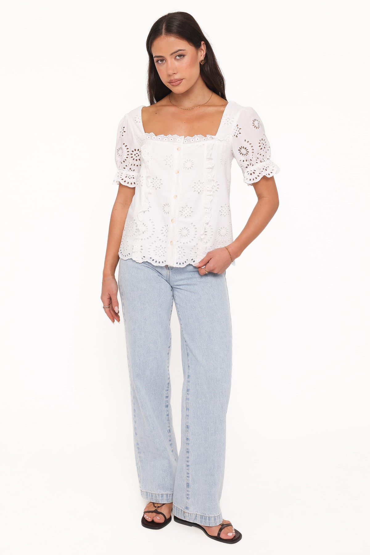 Kairi Eyelet Top in White Broderie – view 6 of 7