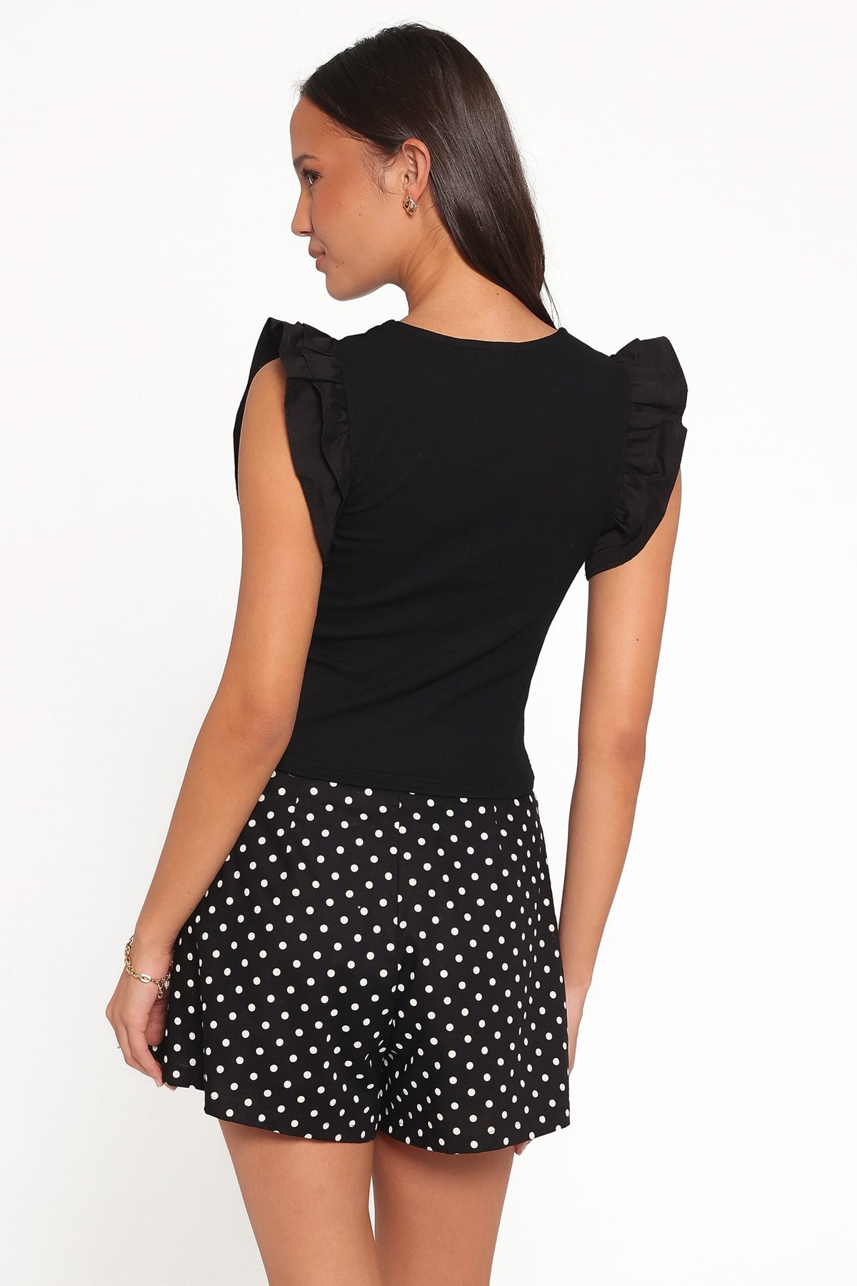 Kathleen Ruffled Knit Top in Black – view 4 of 5