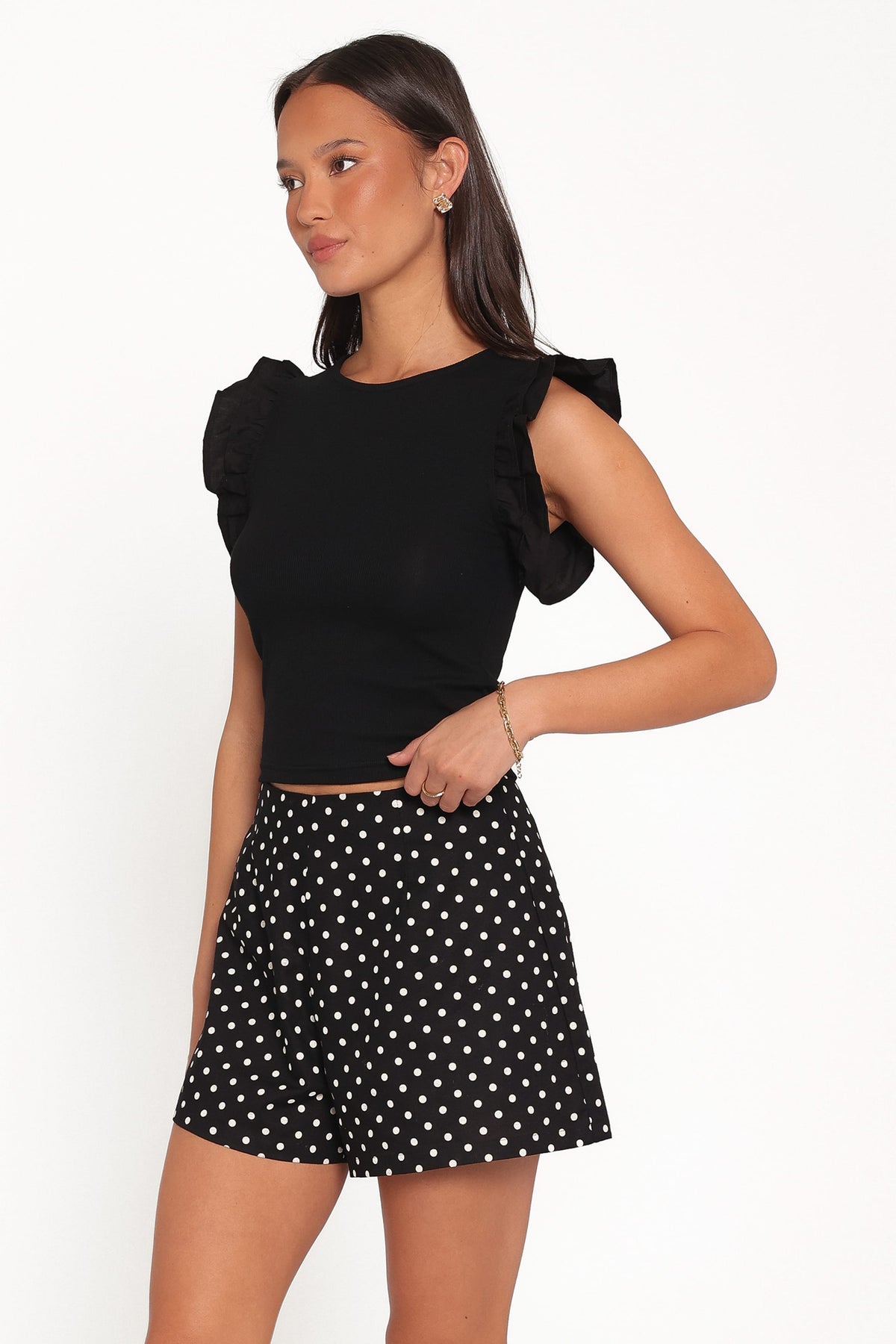 Kathleen Ruffled Knit Top in Black – view 3 of 5