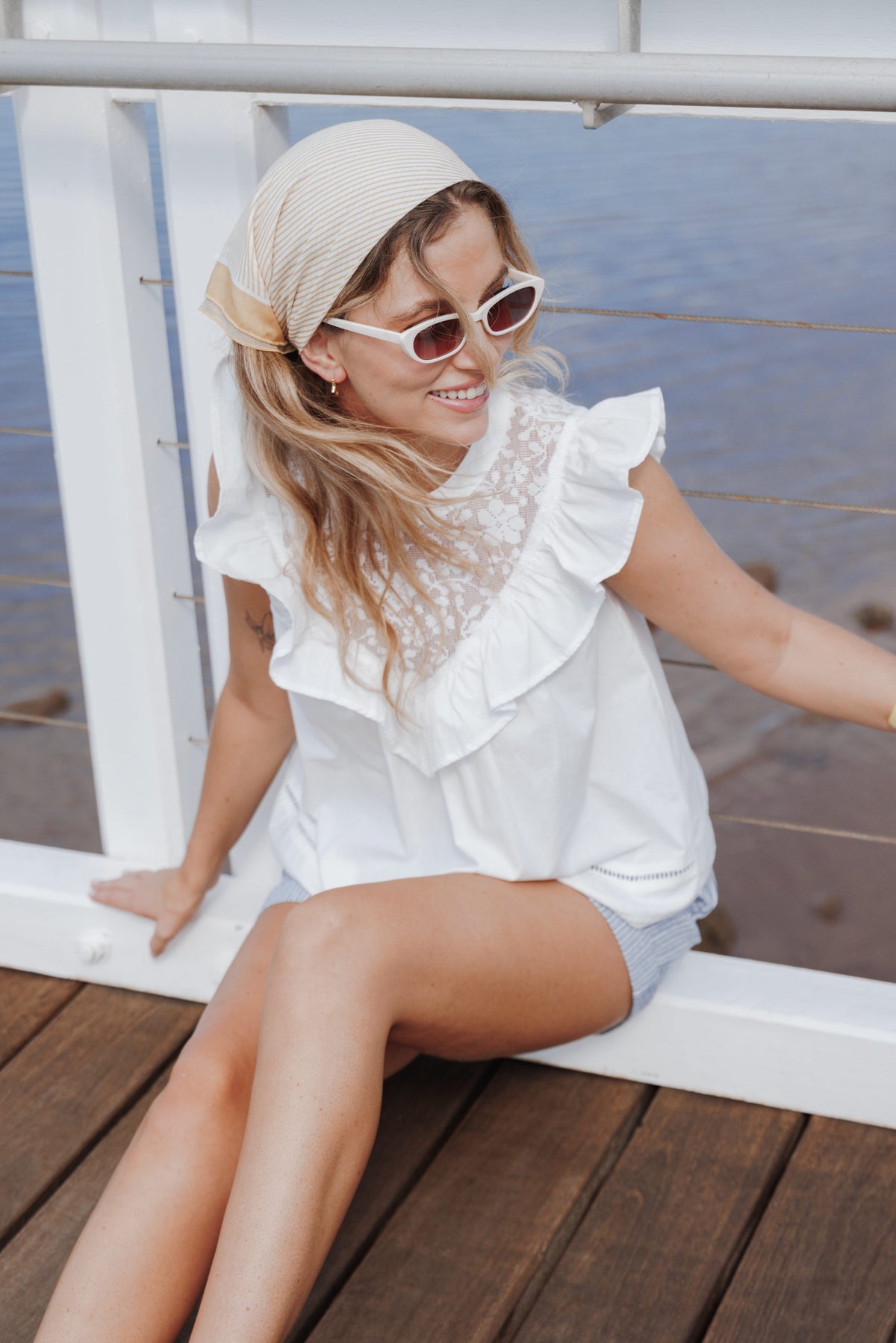 Kiran Ruffle Top in White – view 8 of 8