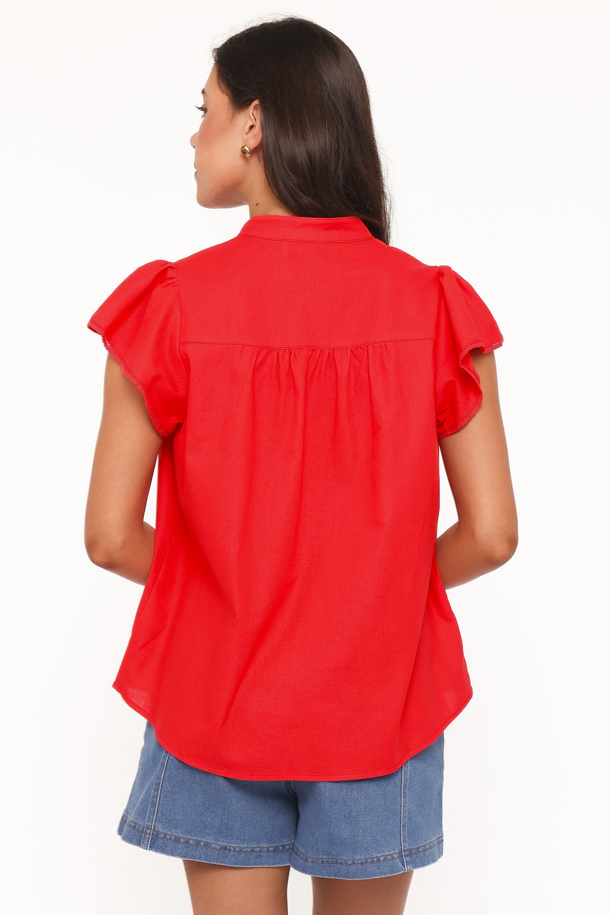 Kylie Flutter Sleeve Top in Red – view 5 of 8