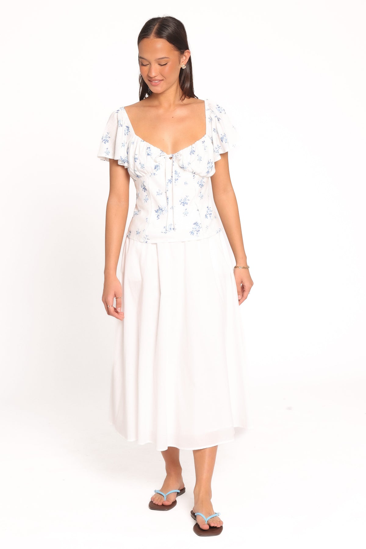 Laeriel Flutter Sleeve Top in Cream Floral – view 5 of 6