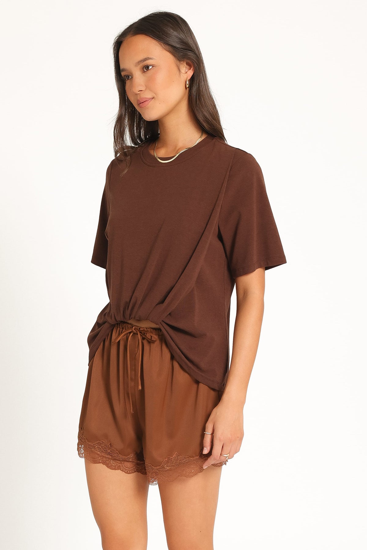 Landon Knit Top in Chocolate – view 3 of 7
