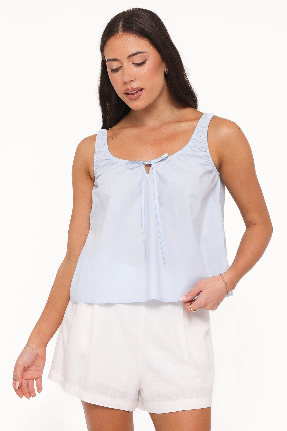 Lawrence Tie Scoop Top in Light Blue – view 1 of 6