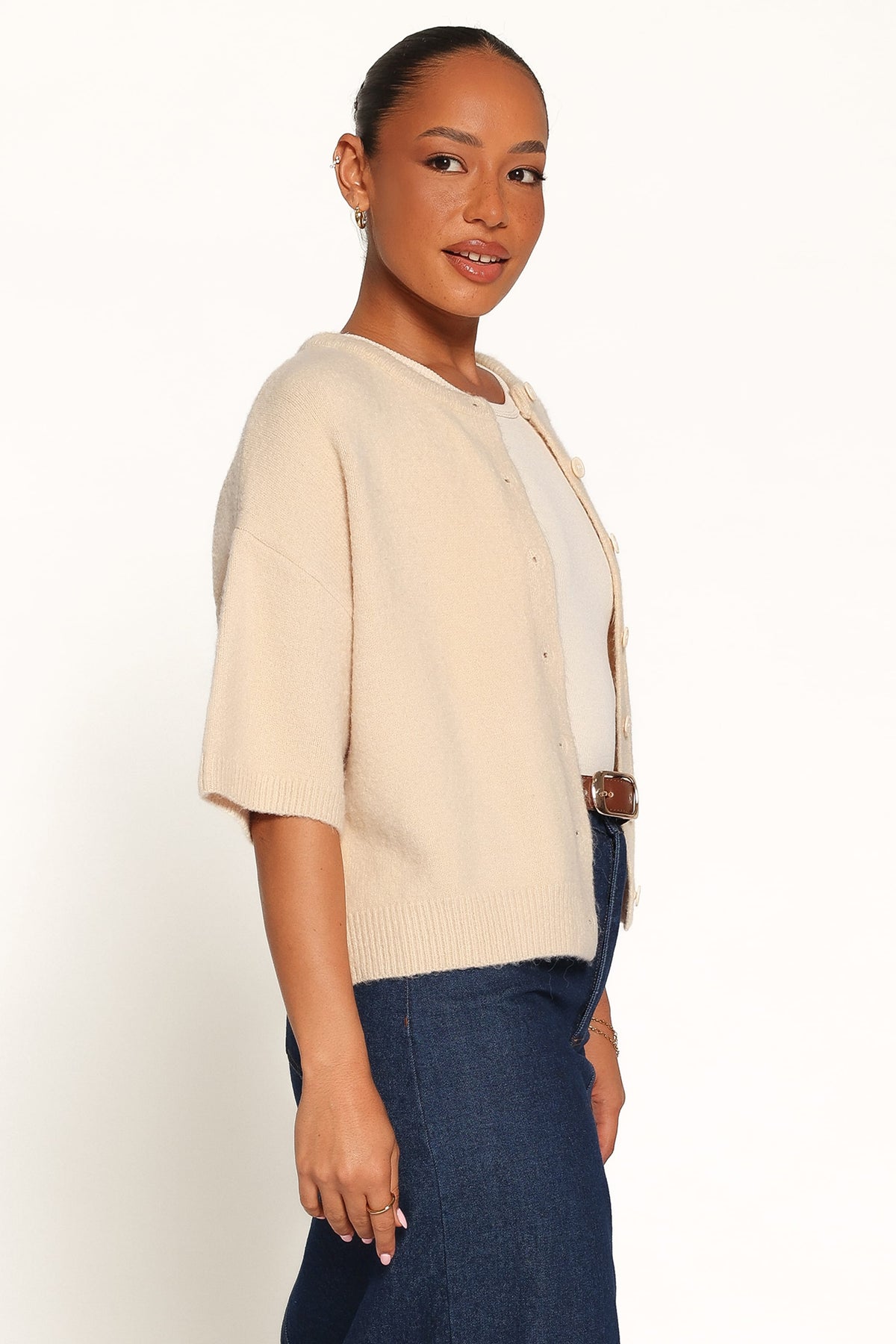 Lilith Knit Top in Beige – view 3 of 6