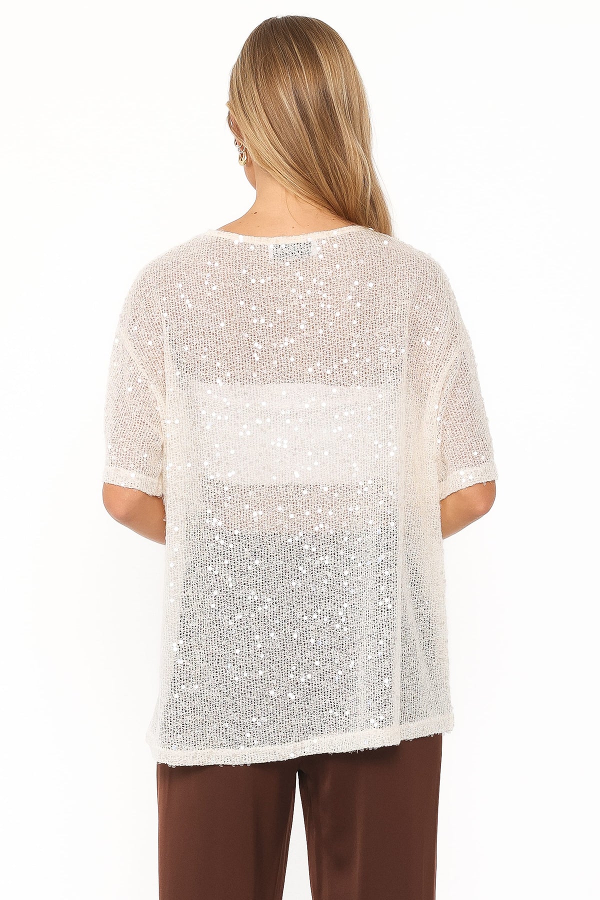 Nadine Sheer Tee Top in Cream – view 4 of 6