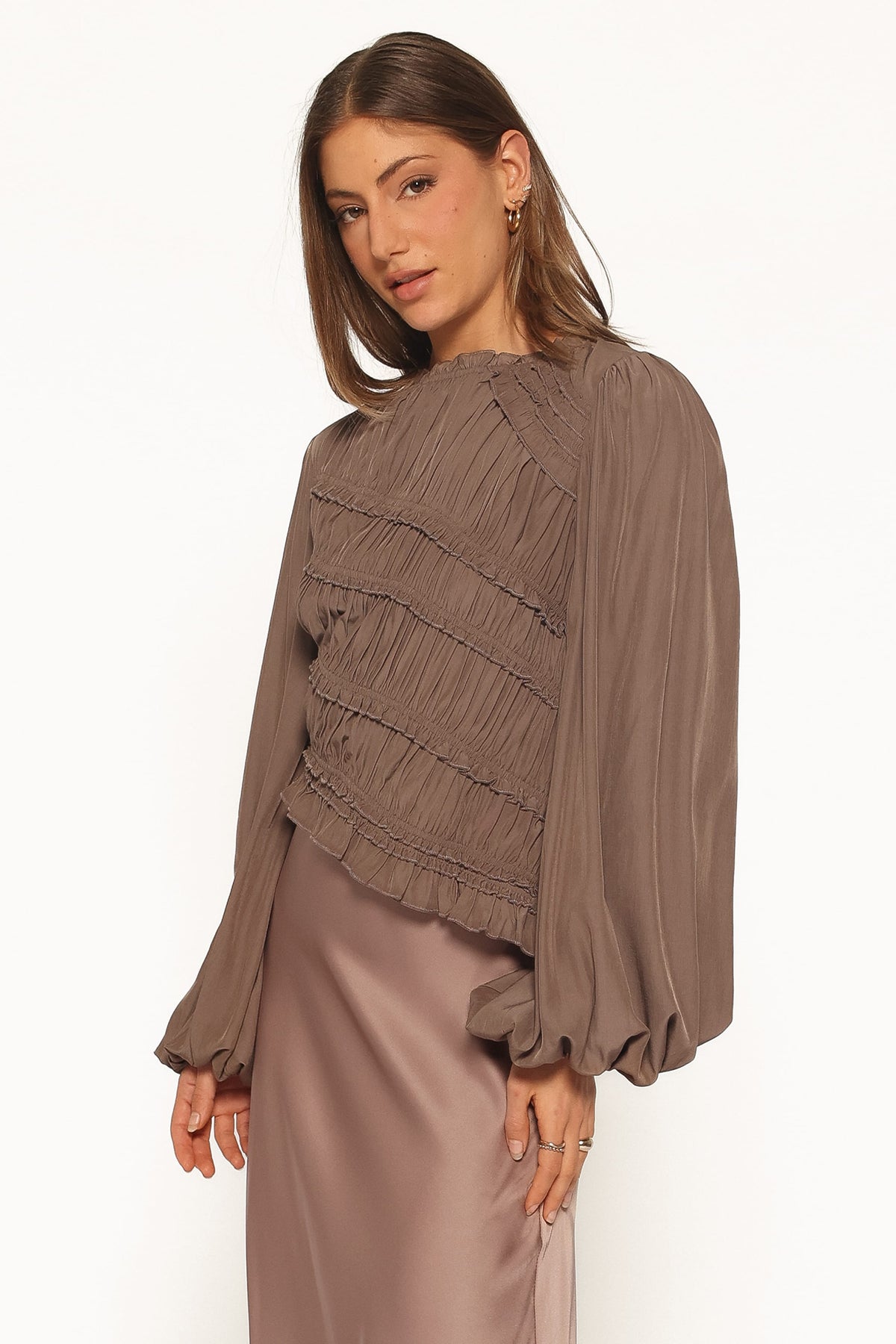 Romee Ruched Top in Brown – view 3 of 6