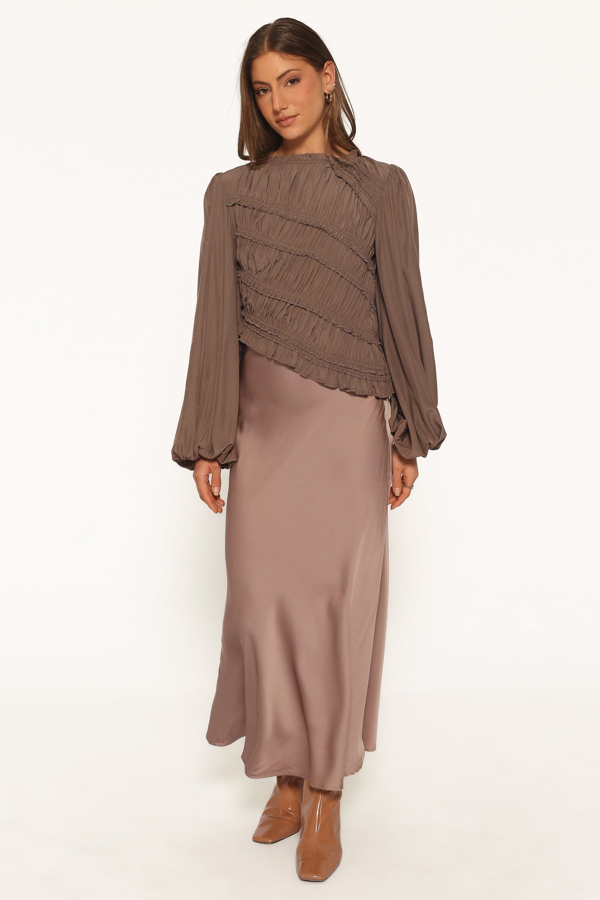 Romee Ruched Top in Brown – view 2 of 6