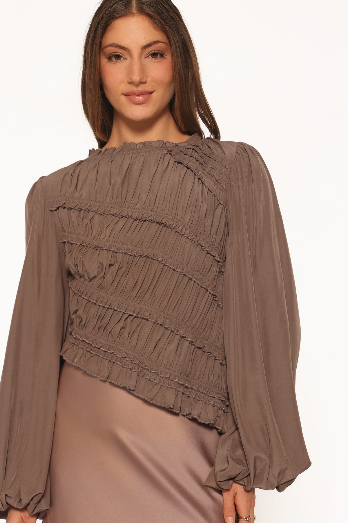 Romee Ruched Top in Brown – view 5 of 6