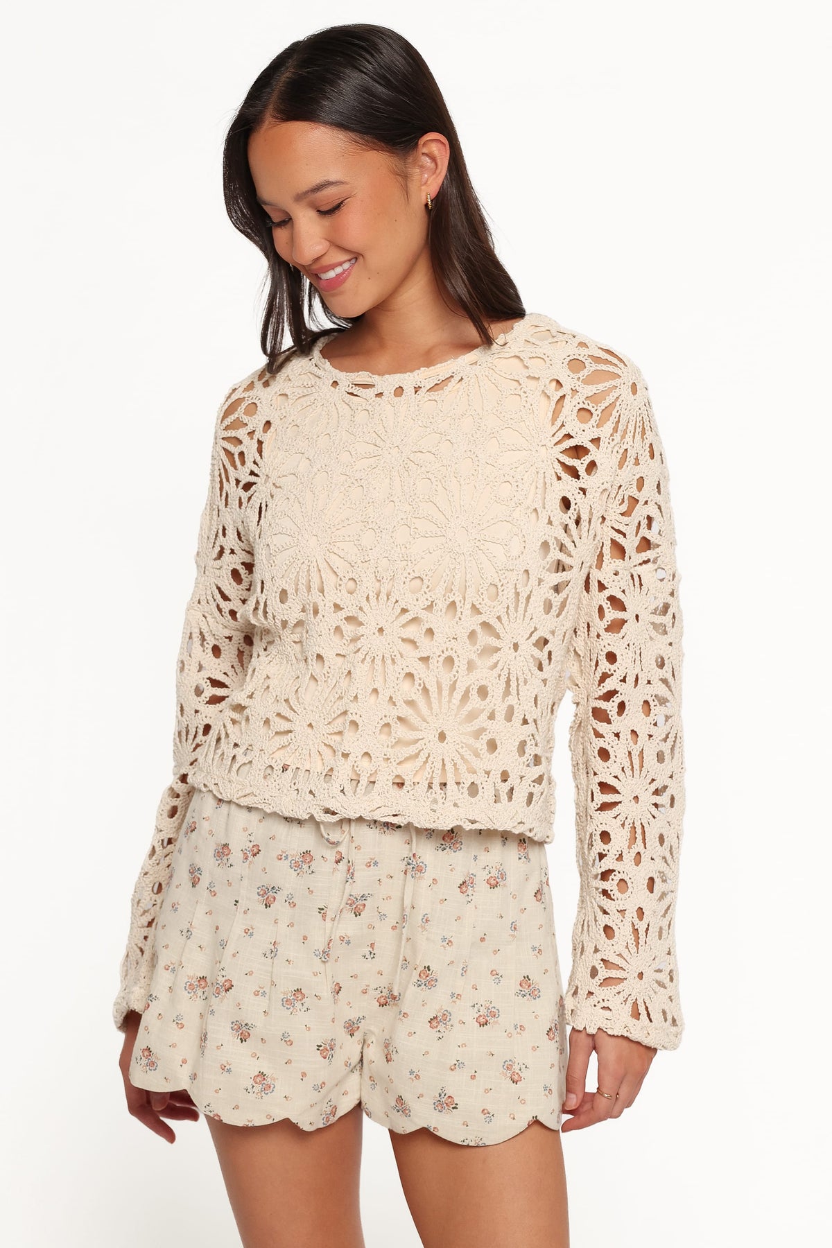 Rowley Crochet Top in Natural – view 2 of 7