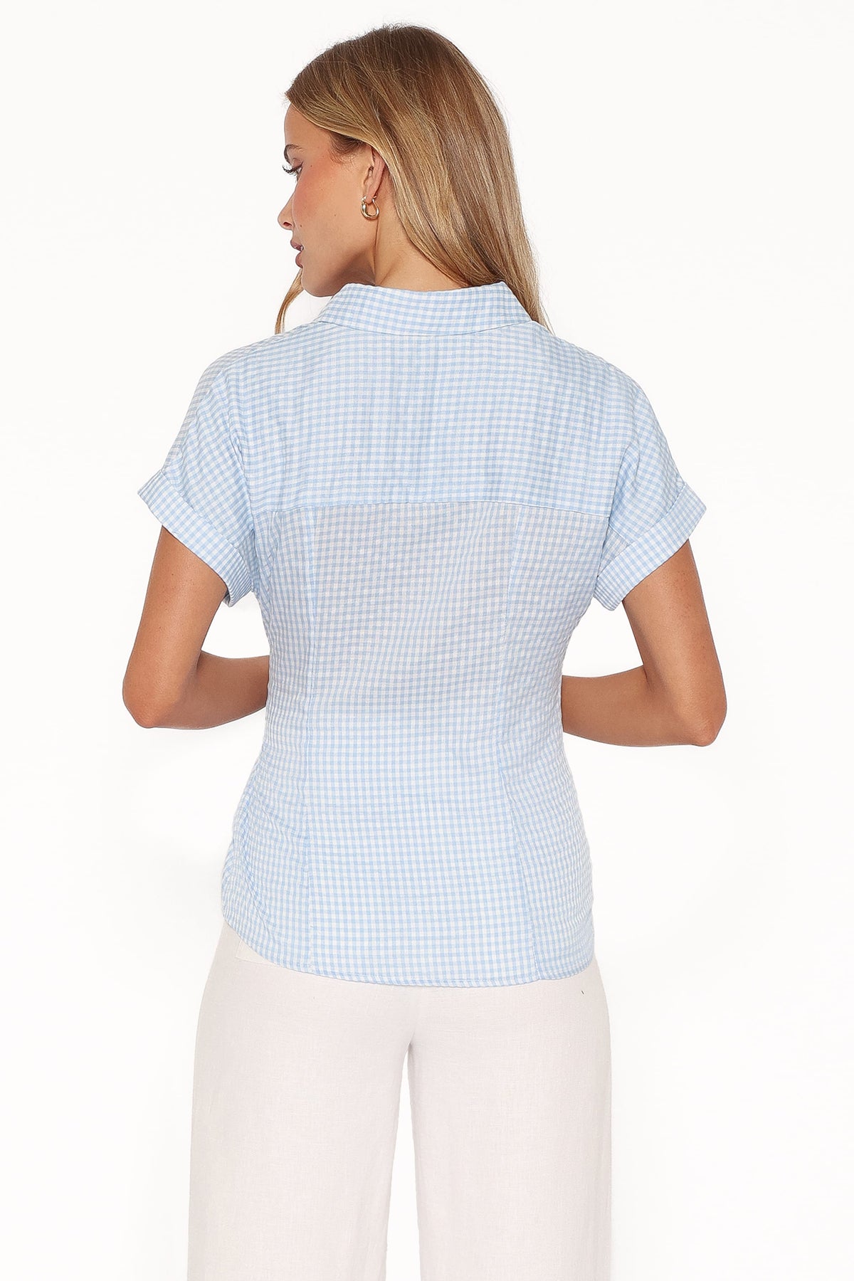 Shiloh Side Tie Shirt in Blue Gingham – view 5 of 8