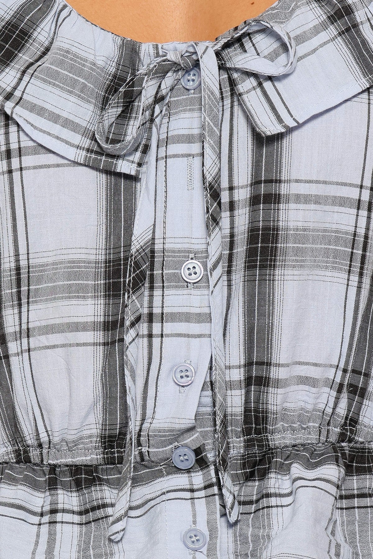 Traci Ruffle Peplum Top in Icy Blue Plaid – view 6 of 6