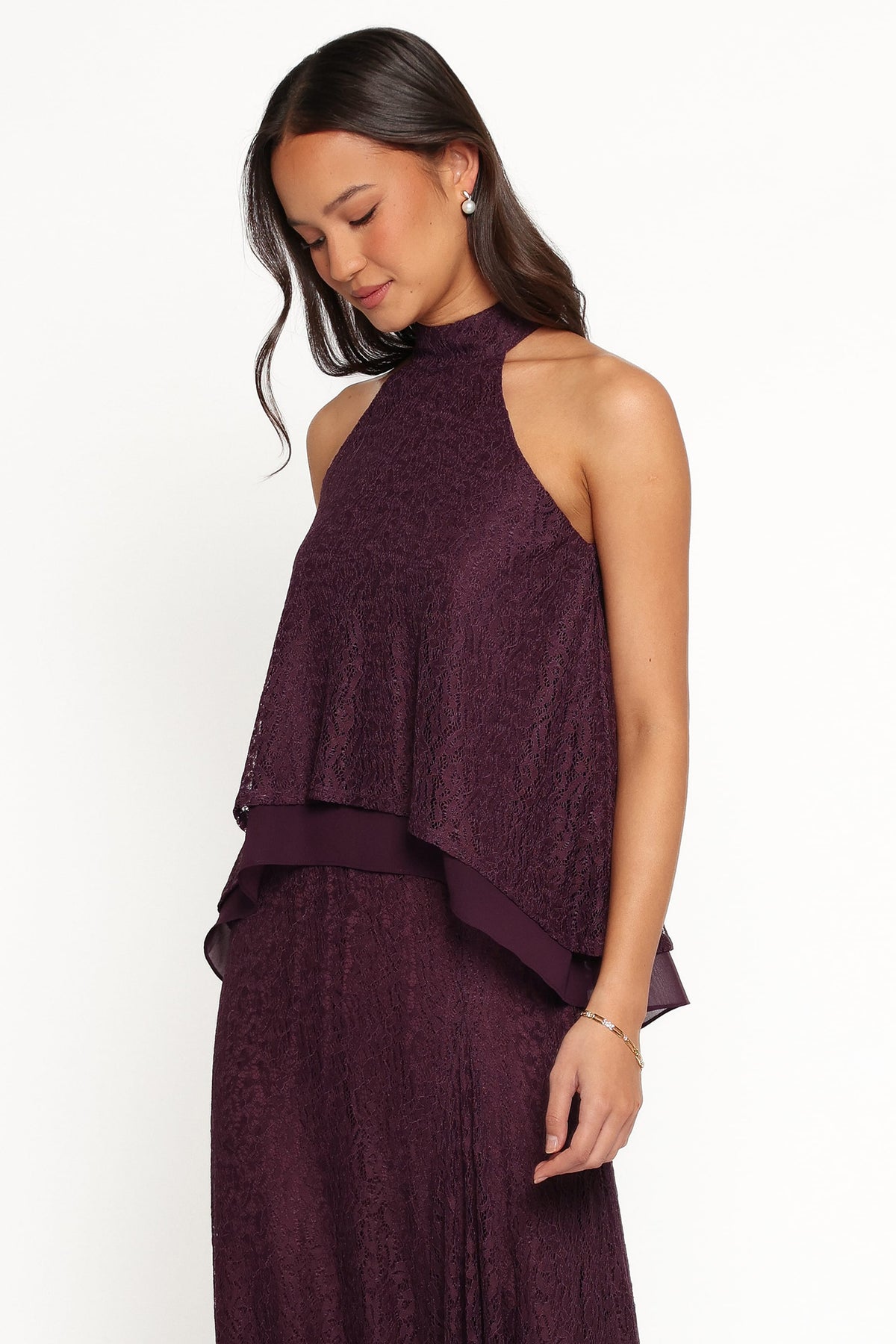 Tracy Halter Top in Plum Lace – view 4 of 8