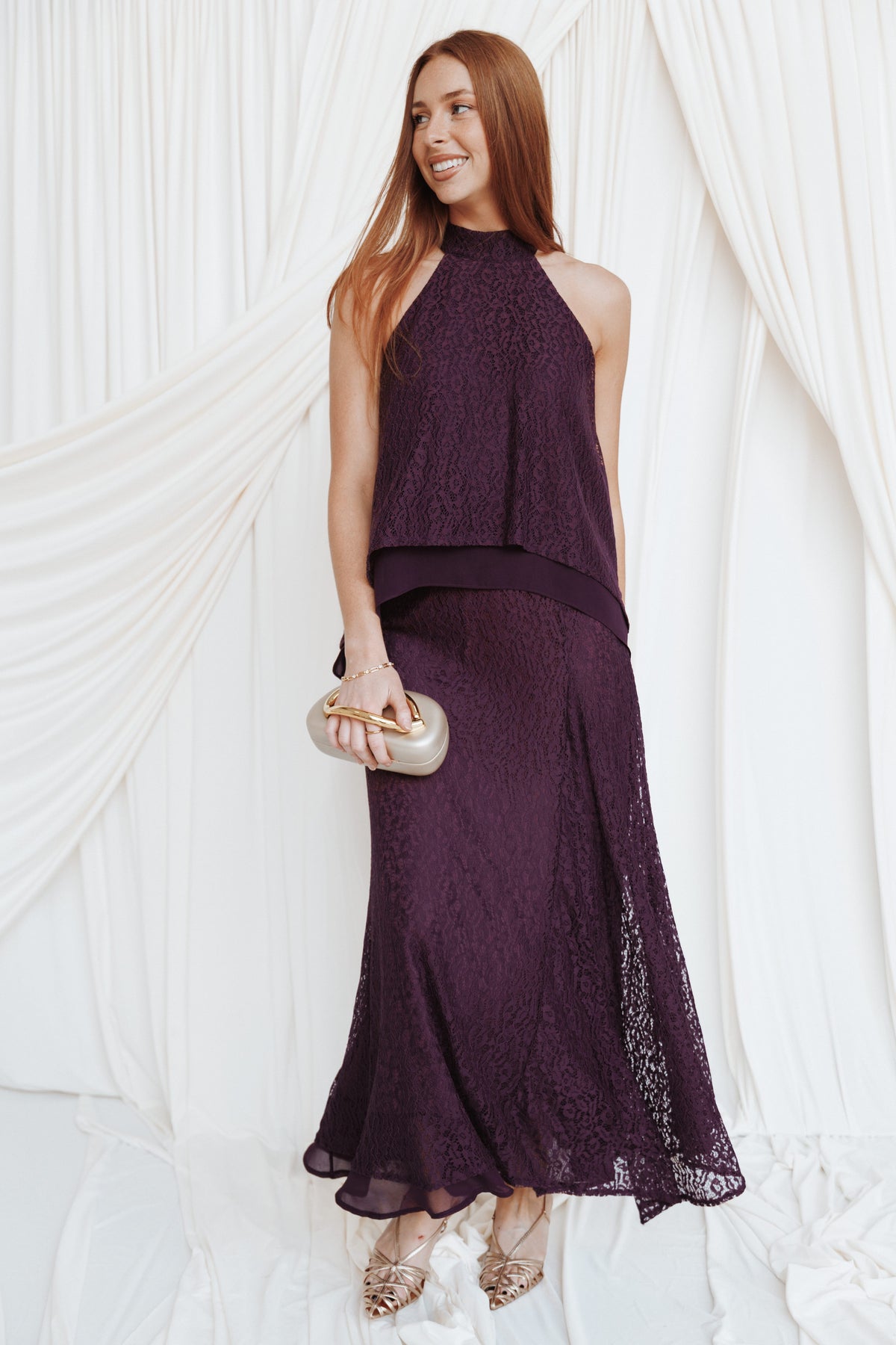 Tracy Halter Top in Plum Lace – view 1 of 8