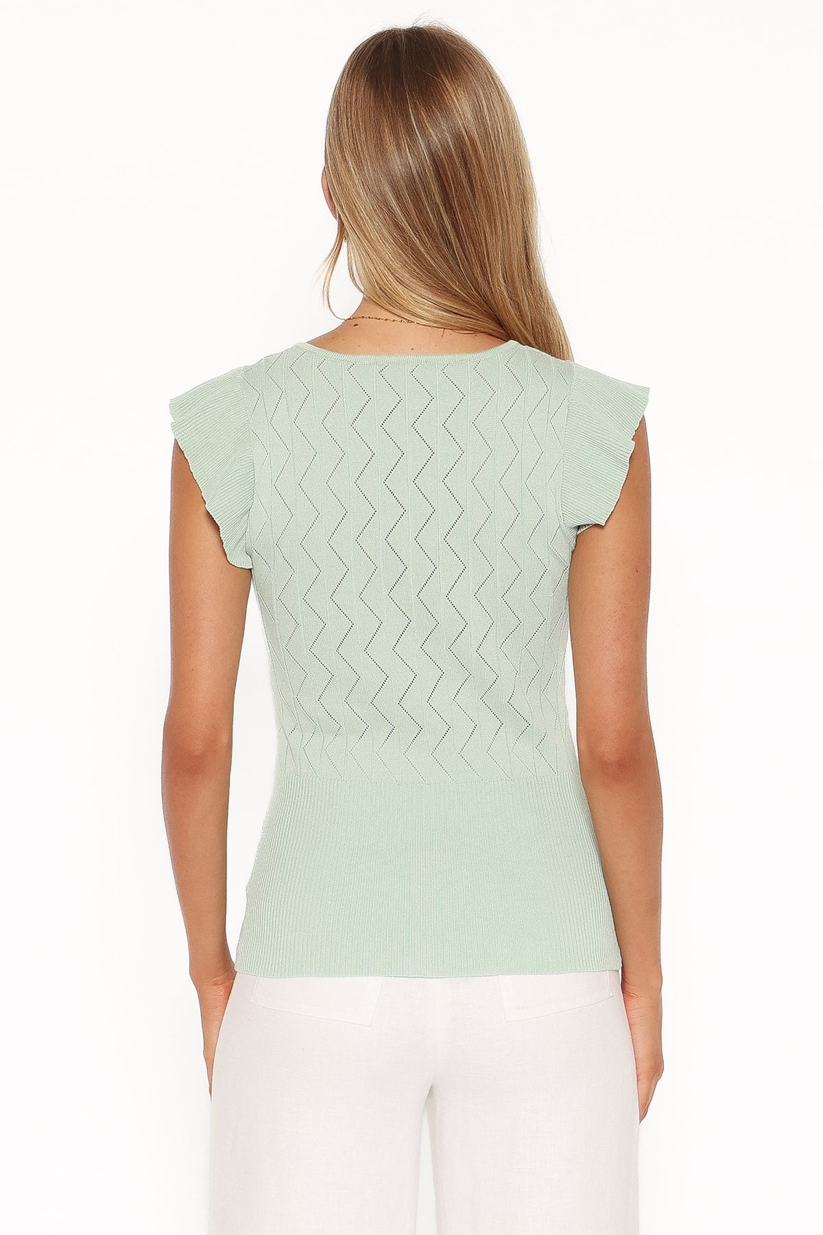 Tucker Pointelle Knit Top in Sage Green – view 5 of 8