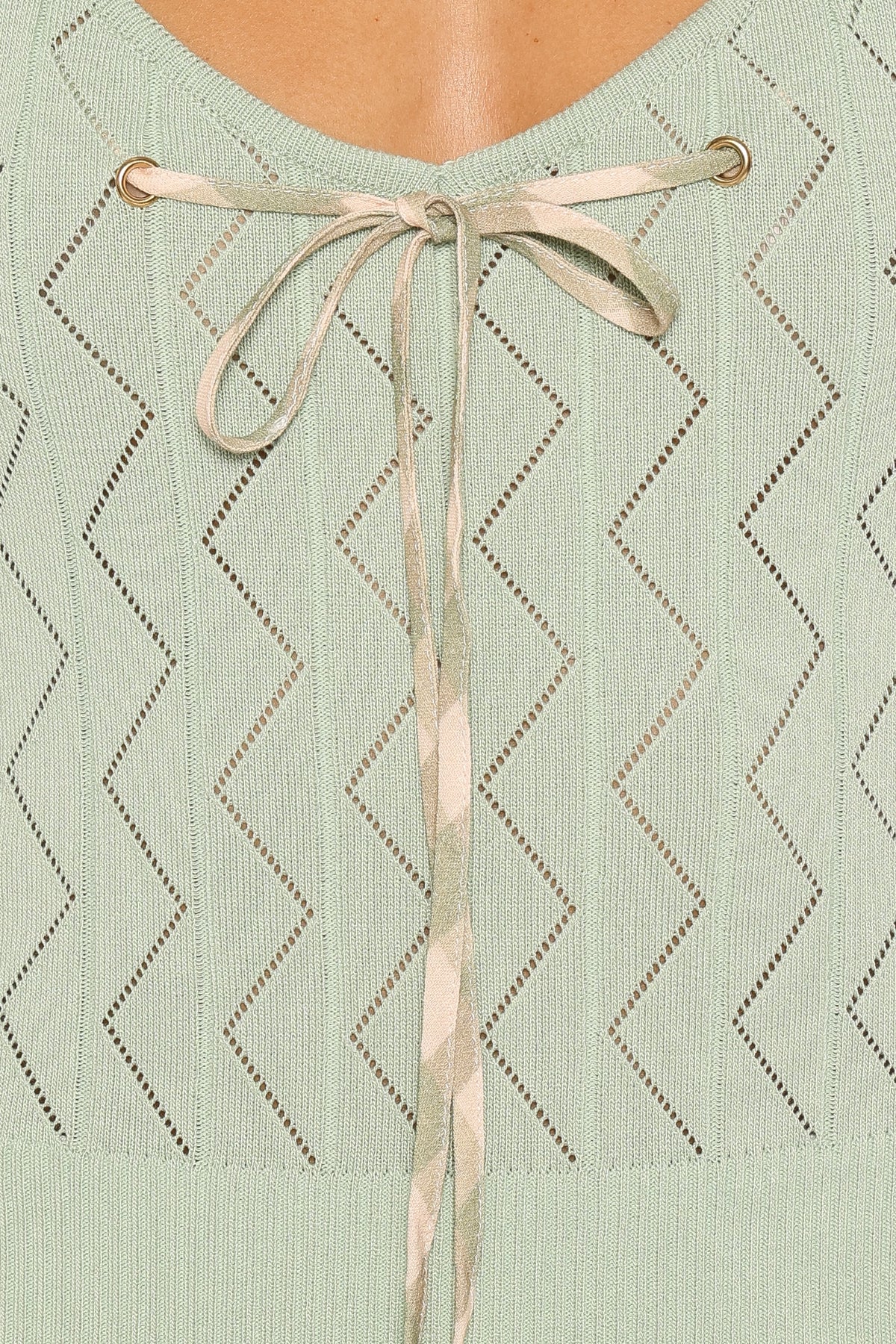 Tucker Pointelle Knit Top in Sage Green – view 7 of 8