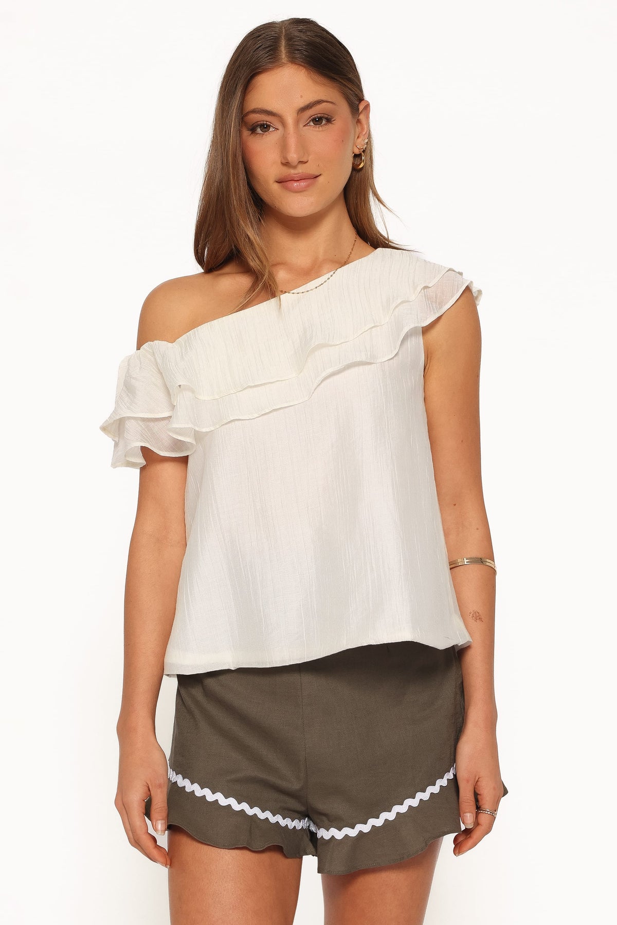 Veana One Shoulder Top in Cream – view 2 of 6