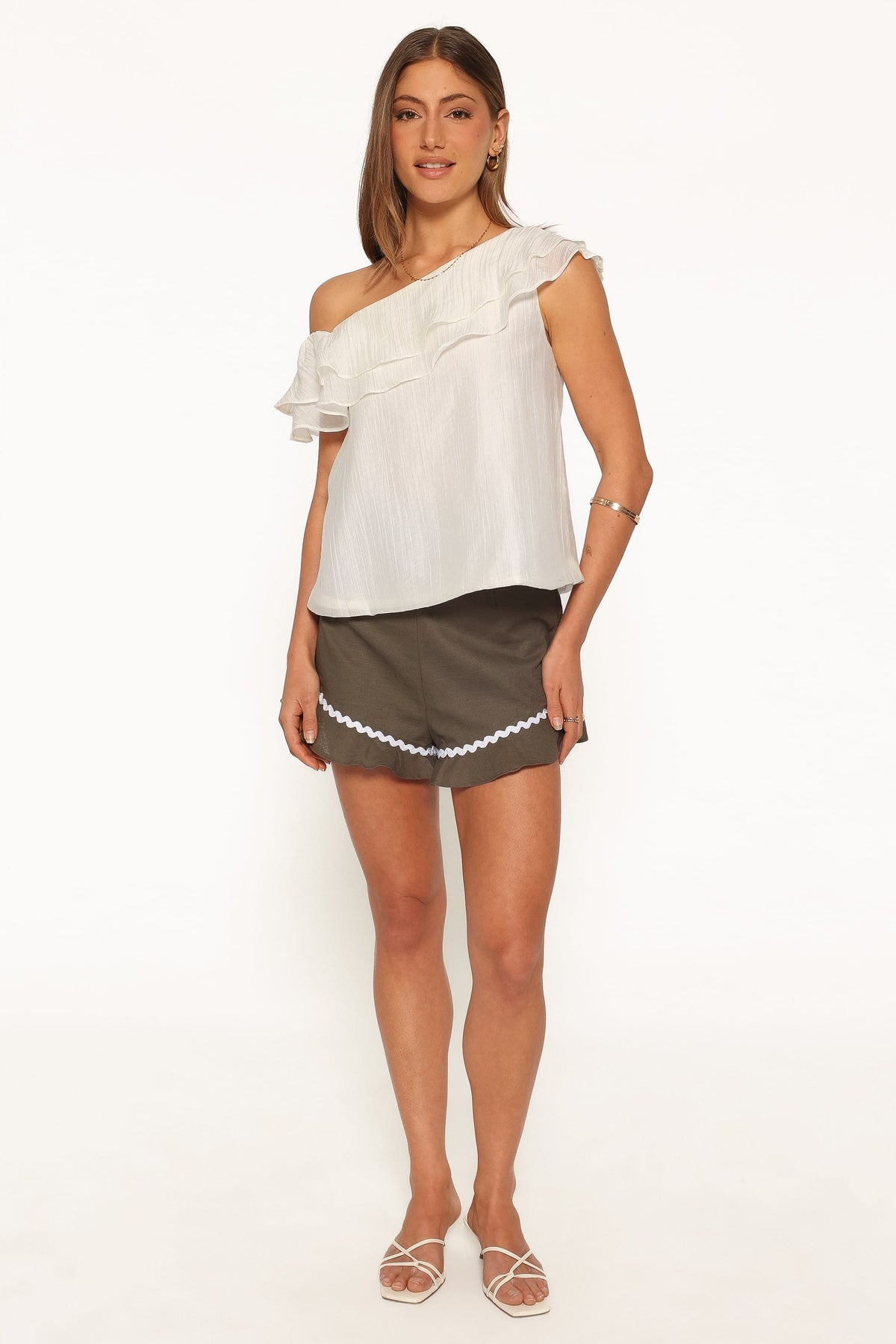 Veana One Shoulder Top in Cream – view 5 of 6
