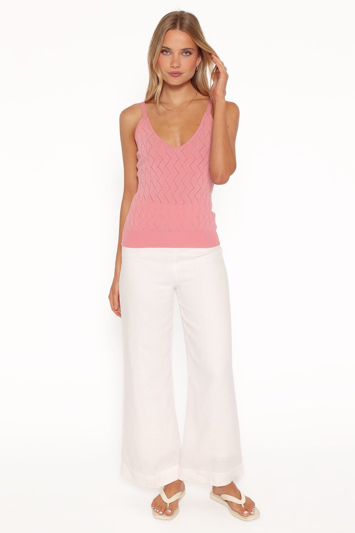 Vesta Pointelle Knit Tank in Pink – view 6 of 8