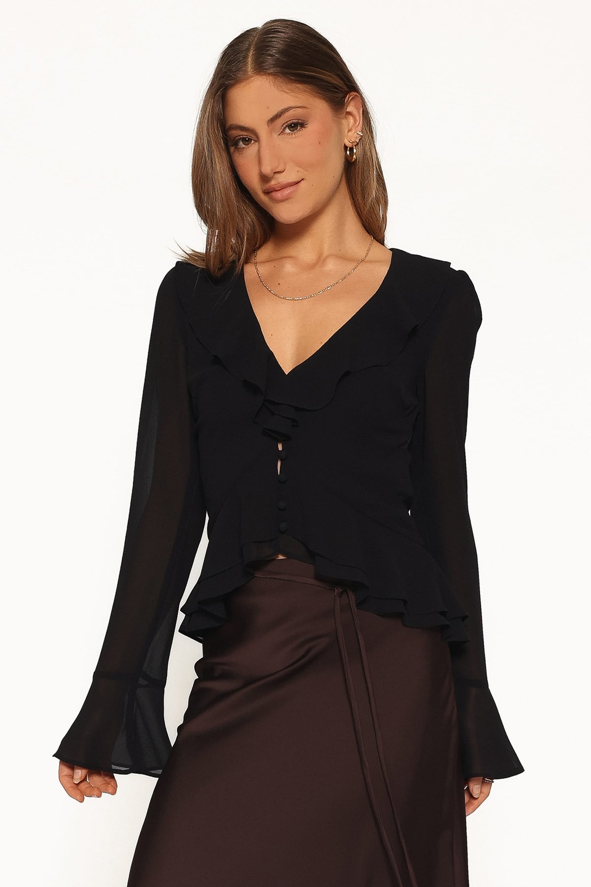 Vilma Ruffle Top in Black – view 3 of 6